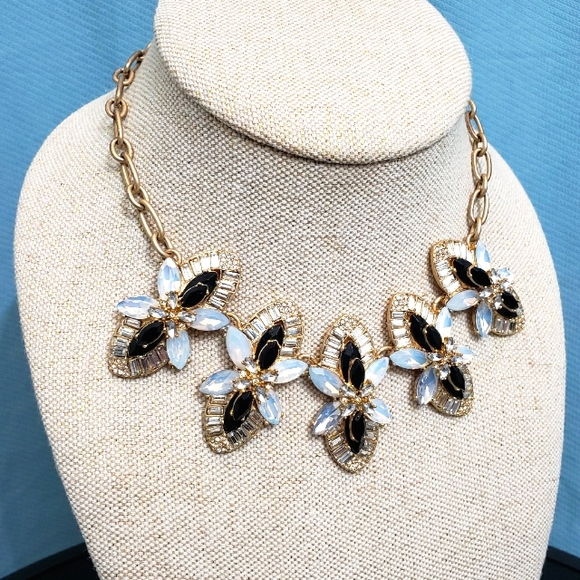 J. Crew Black and Opalescent Crystal Cluster Statement Necklace - Picture 2 of 10